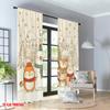 2pcs 2D Flat Printing Happy Christmas Fashion Curtains Cute Christmas Animals Snowflakes Holiday Digital Printed Polyester