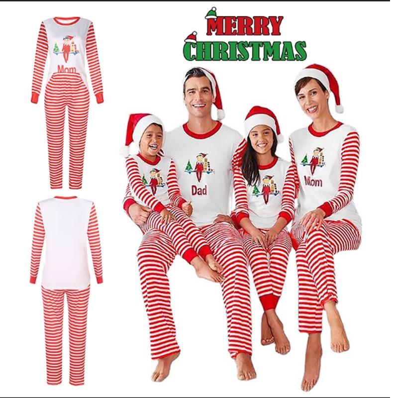 Festive Family Matching Christmas Pajamas Set Long Sleeve Sleepwear For Men Women Kids