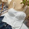 Korean Sweet Camisole Vest Slimming Outer Wear Ultra-thin Bandeau With Chest Pad Sleeveless Top