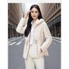 Women's Tie-Waist Hooded Down Jacket - Long Sleeve, Loose Fit, Lightweight, White Duck Down Outerwear 2025