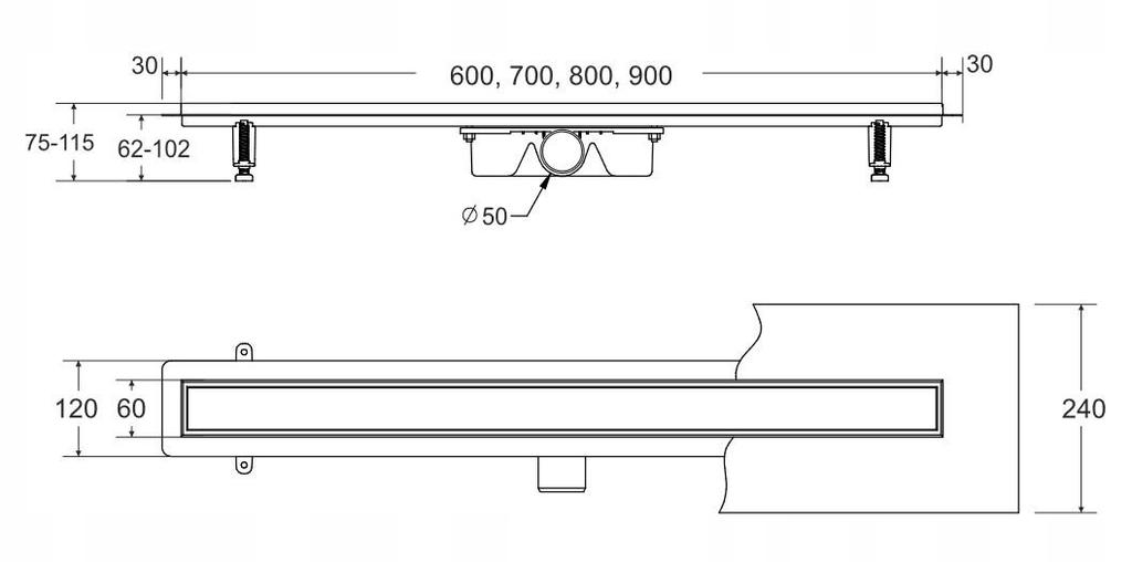 VIRGO NERO DUO 90 black linear drain Besco