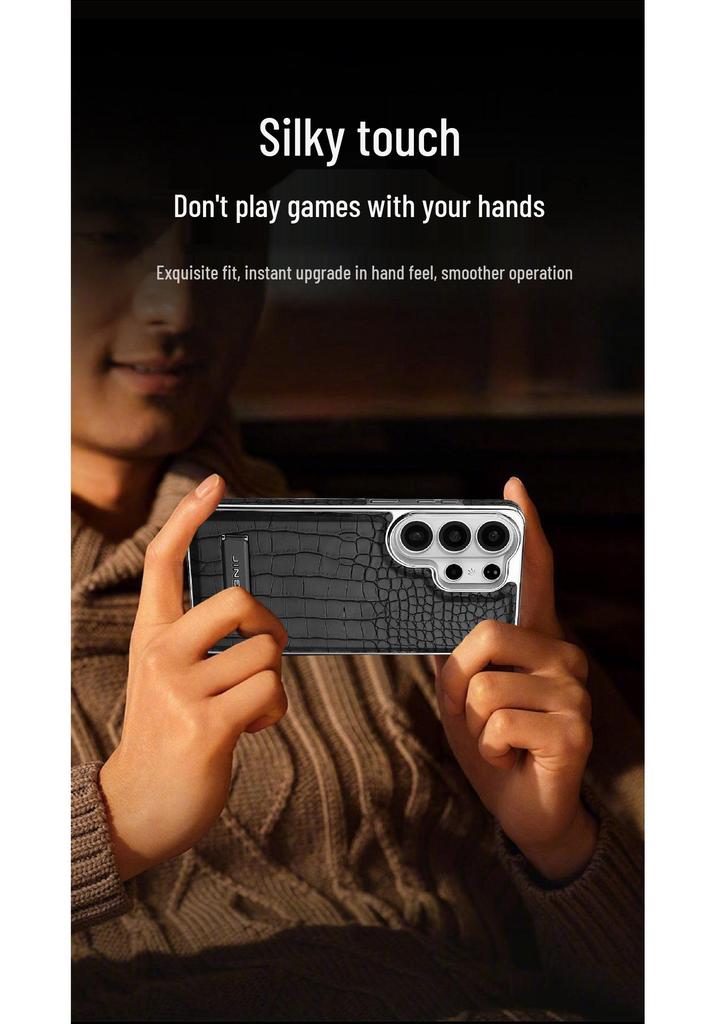 Samsung S26 Ultra Phone Case with Stand: Premium Crocodile Pattern, Magnetic Charging, Business Style