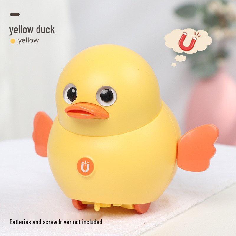 Children's Musical Crawling Duck Toy with Magnetic Suction and Lights for Early Education