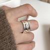 PANJBJ 925 Sterling Silber Dicker Doppelring für Damen Mädchen Geschenk Minimalismus Neutral Öffnend Breiter Schmuck Dropshipping