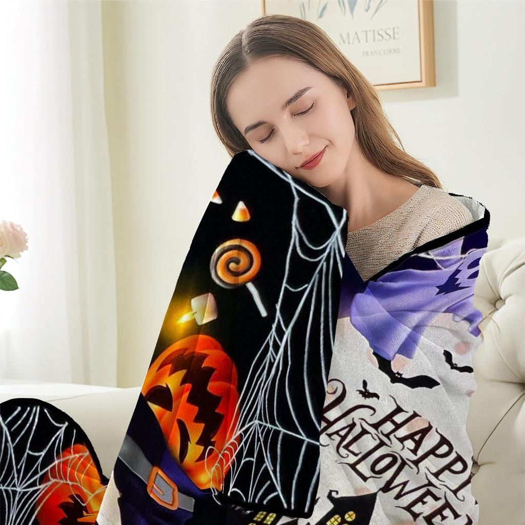 Halloween Schloss Geister Aufdruck Decke für Sofa Bett Reise Camping Wohnzimmer Büro Klimadecke für Alle Jahreszeiten Geschenke