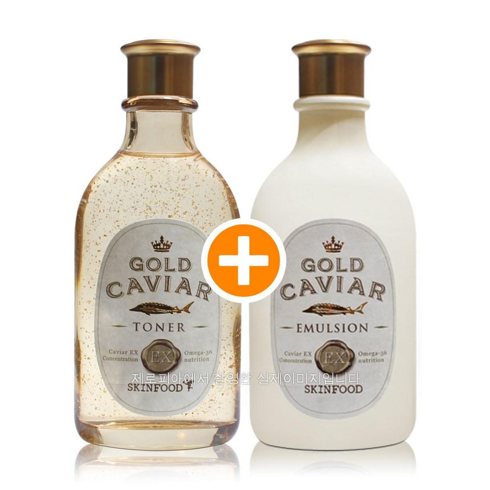[SKINFOOD] Gold Caviar EX 2 Type Toner 145ml + Emulsion 145ml Skin Lotion Anti-Wrinkle