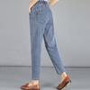 Damen Übergröße 4xl Lässige Denim Knöchellange Hose Vintage Mom Baggy Vaqueros Elastischer Hoher Bund Frühling Sommer Harem Jeans