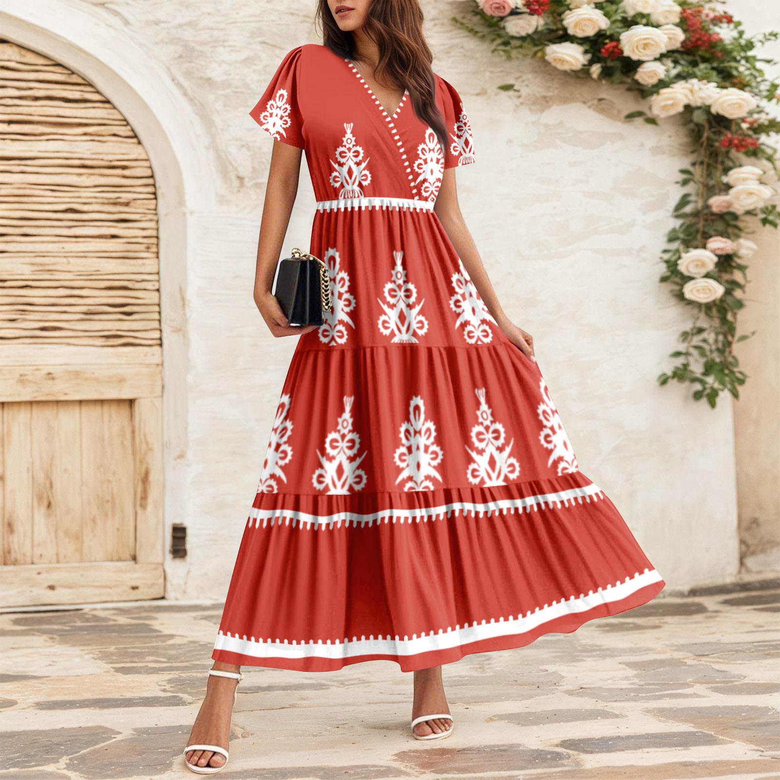 

Жіночі струмуючі сукні Жіночі літні сукні Повсякденні сукні максі з короткими рукавами Офіційні сукні максі S шафрановий