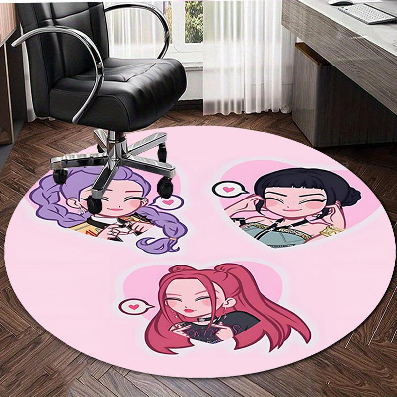 1pc KPop Demon Hunters22 Design Printed Area Round Carpet for Bedroom Living Room Home Decor Rugs Mat Non Slip Mat Rug for Bedside