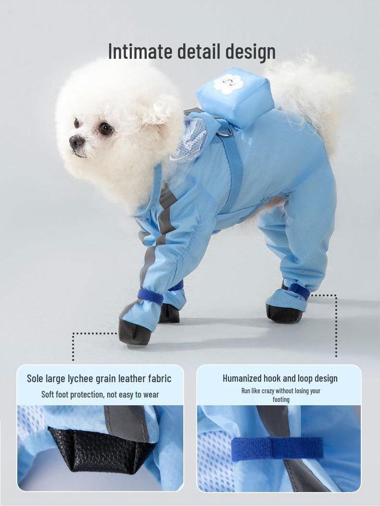 Waterproof Four-Legged Raincoat for Small Dogs - Full Coverage Pet Rainy Day Wear for Bichon, Teddy, and More.