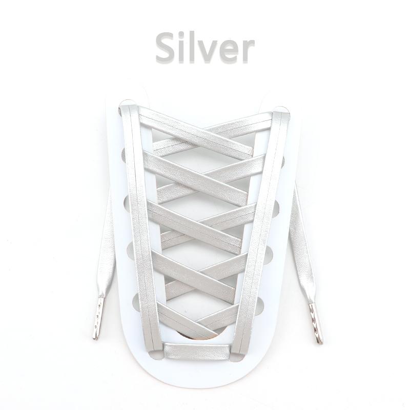 New Gold Silver Flat Rope Shoelace Luxury Faux PU Leather Shoelaces Metal Head Sneakers Casual Shoes Laces 80/100/120/140/160cm