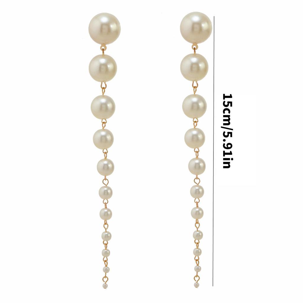Handmade Earrings Pearls Tassels Earrings Women Long Dangle Earrings Pearls Texture Suitable for Party and Weddings