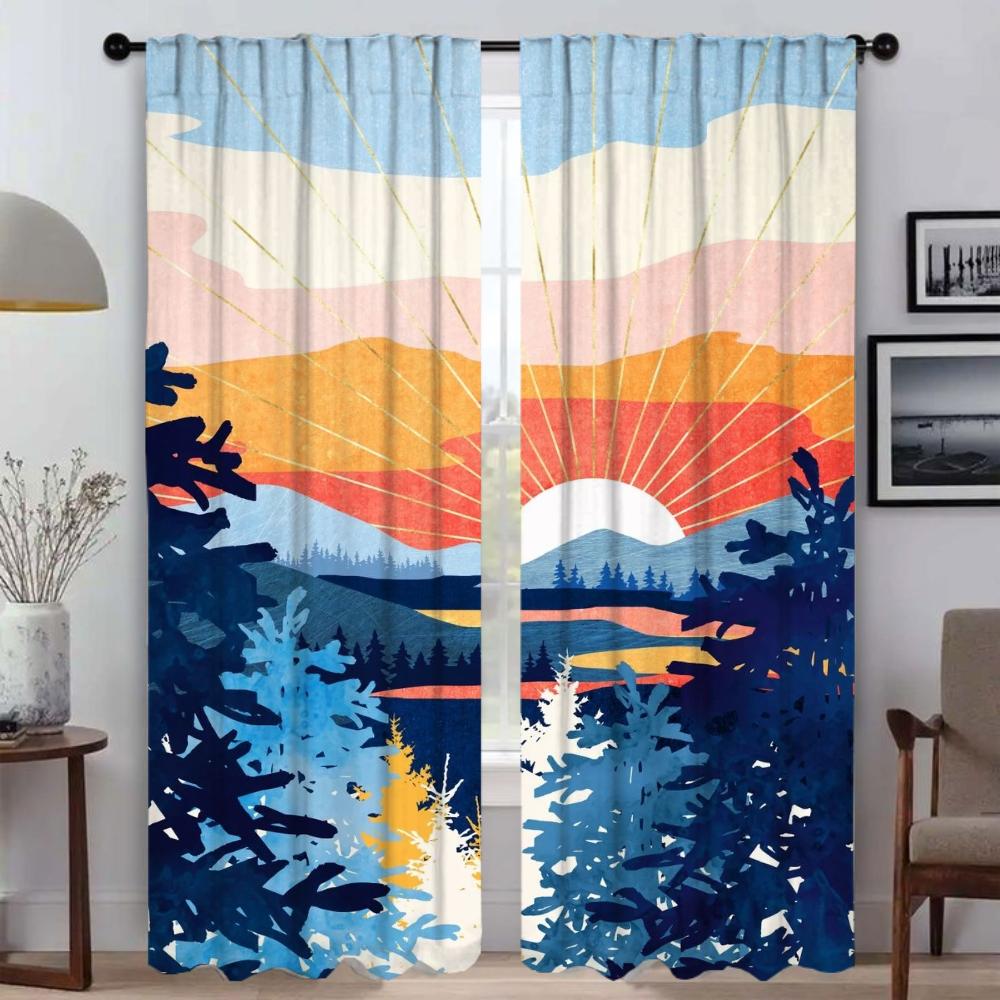Sun Curtain Anti-mosquito Curtains 2 Pieces Home Interior Curtains for Living Room Tulle for Bedroom Halloween Decoration Shades