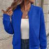 Herbst Winter Einfarbig Reißverschluss Jacke Baseball Kragen Casual Mantel für Frauen Langarm Jacken & Mäntel