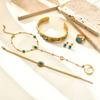 Natural Stone Turquoises Bracelets For Women, Stainless Steel Link Hand Chain Wristband,18k Gold Plated Bracelet Set Jewelry