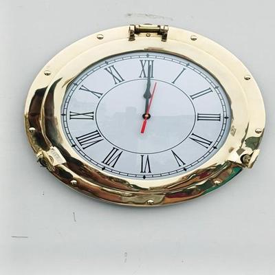 30.48 Cm Brass Ship Porthole Clock Large Nautical Wall Timepiece Silent Analog Retro Marine Decor Perfect Anniversary Gift