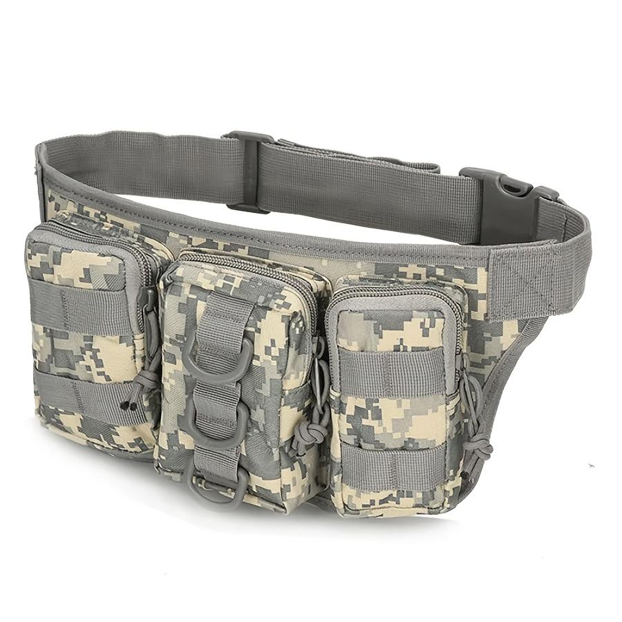 Men's Tactical Waist Bag with System, Hands-Free Outdoor Pack for Camping Hiking Hunting, Durable Nylon Survival Gear