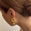 Vintage Metal Gold Color Smooth Ball Drop Earrings For Women Girl Minimalist Stainless Steel Hoop Earrings Jewelry Gifts