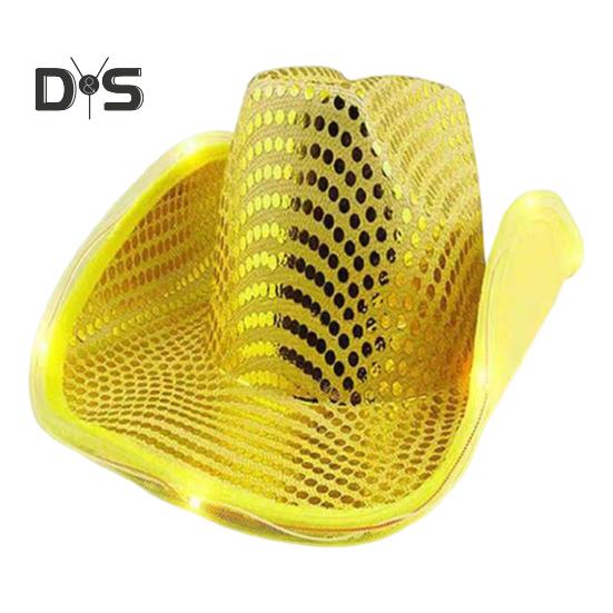 LED Light-Up Cowboy Hat Retro Western Style Luminous 5 Color Available Sunshade Sequin Cap Christmas Party Nightclubs Performance Photo Prop Cap