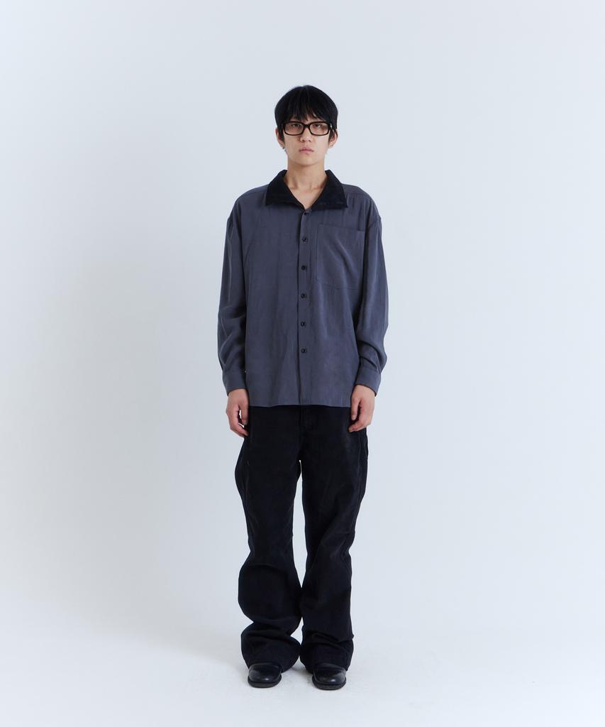 PARADIGMFILM [Ep.03] High-Neck Brushed Viscose Shirt (Charcoal)