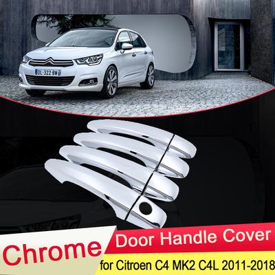 For Citroen C4 MK2 C4L 2011 2012 2013 2014 2015 2016 2017 2018 Chrome Door Handle Cover Trim Car Set Car Styling Accessories ABS