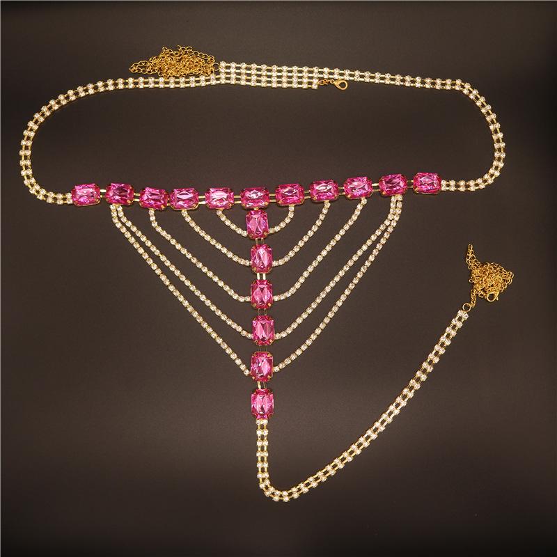 Fashion Sexy Exaggerated Bikini Body Chains Set Ximang Seller in Europe and America Tassel Chest Necklace Panties Red Jewelry
