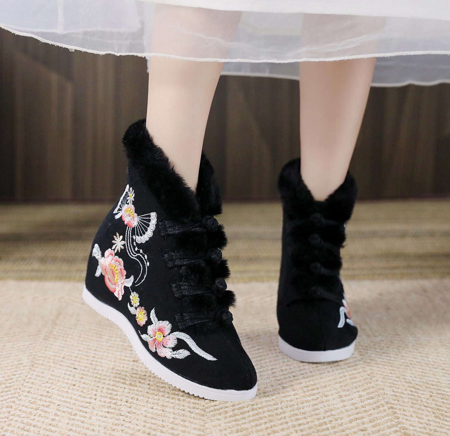 

Женские зимние теплые повседневные ботильоны, нескользящие зимние ботинки с флисовой подкладкой, высокие ботинки, удобные вышитые короткие ботинки с подкладкой из искусственного меха для женщин 40