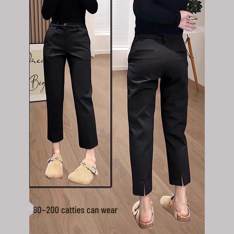 

Spring Plus Size High-Waisted Straight-Leg Suit Pants for Women, Tummy Control, Slimming, Elastic, Cropped Length S