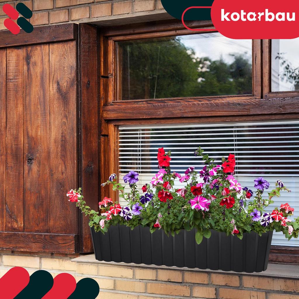 Oval Flowerpot Box For Balcony Terrace Rustic Anthracite 60 Cm 6 Pcs