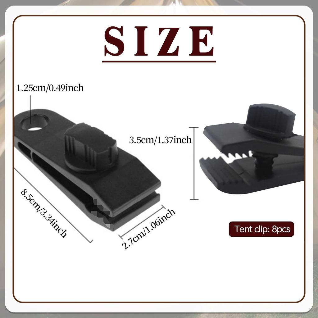 Nylon Rotary, Alligator Clip, Black 8 Pcs, Removable, Tent Windproof Fixed Clip Canopy Camping