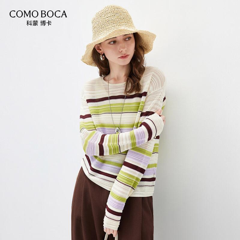 

KEMENG BOCA Women s Silk Blend Striped Long Sleeve Knit T-shirt XL