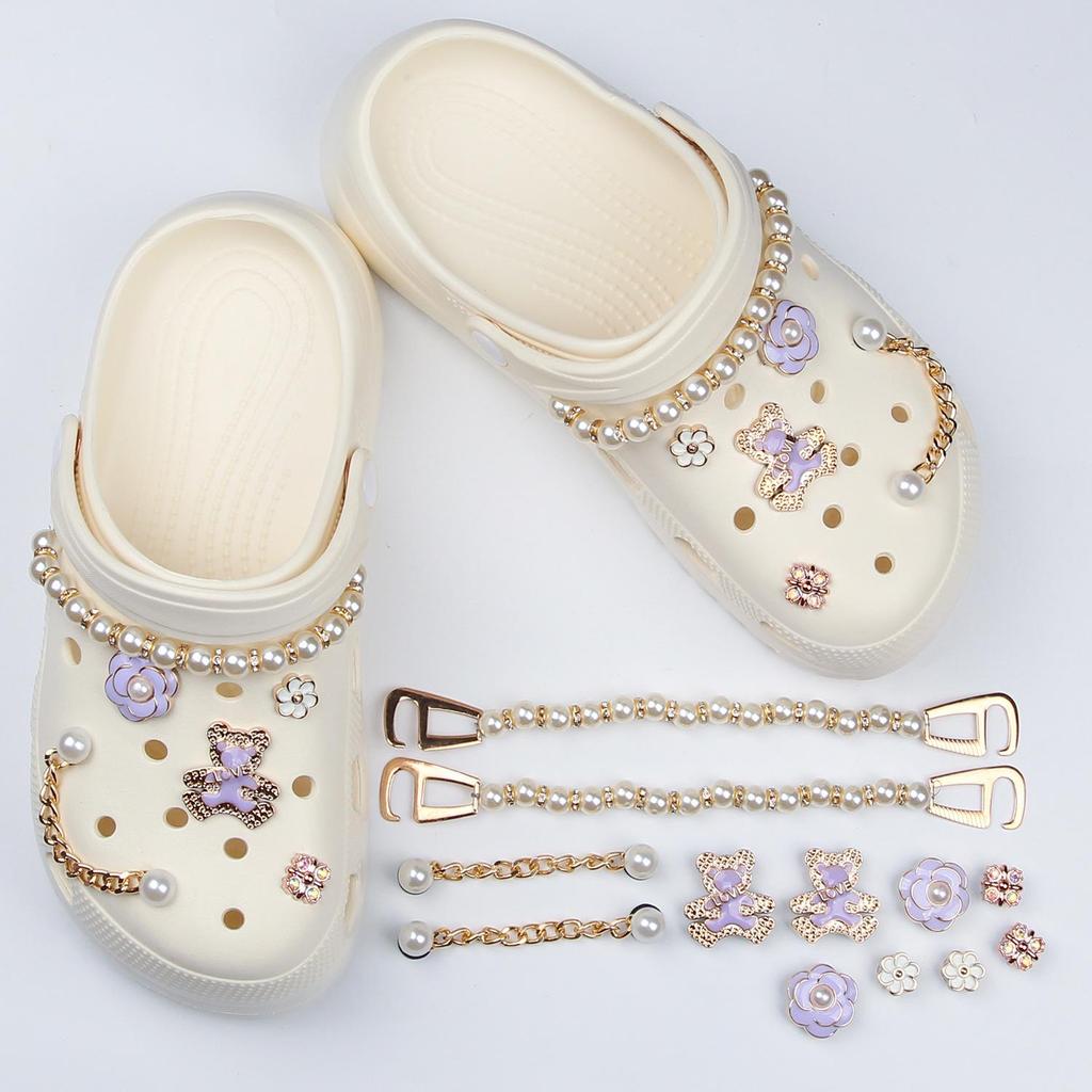 High-End DIY Shoe Accessories: Floral Shoe Buckles & Jewelry Set
