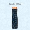 Pure Copper Water Bottle with Leakproof Protection | Tamba Bottle for Yoga & Health Benefits | Durable Bottle for Everyday Use (1L, Blue Moroccan)