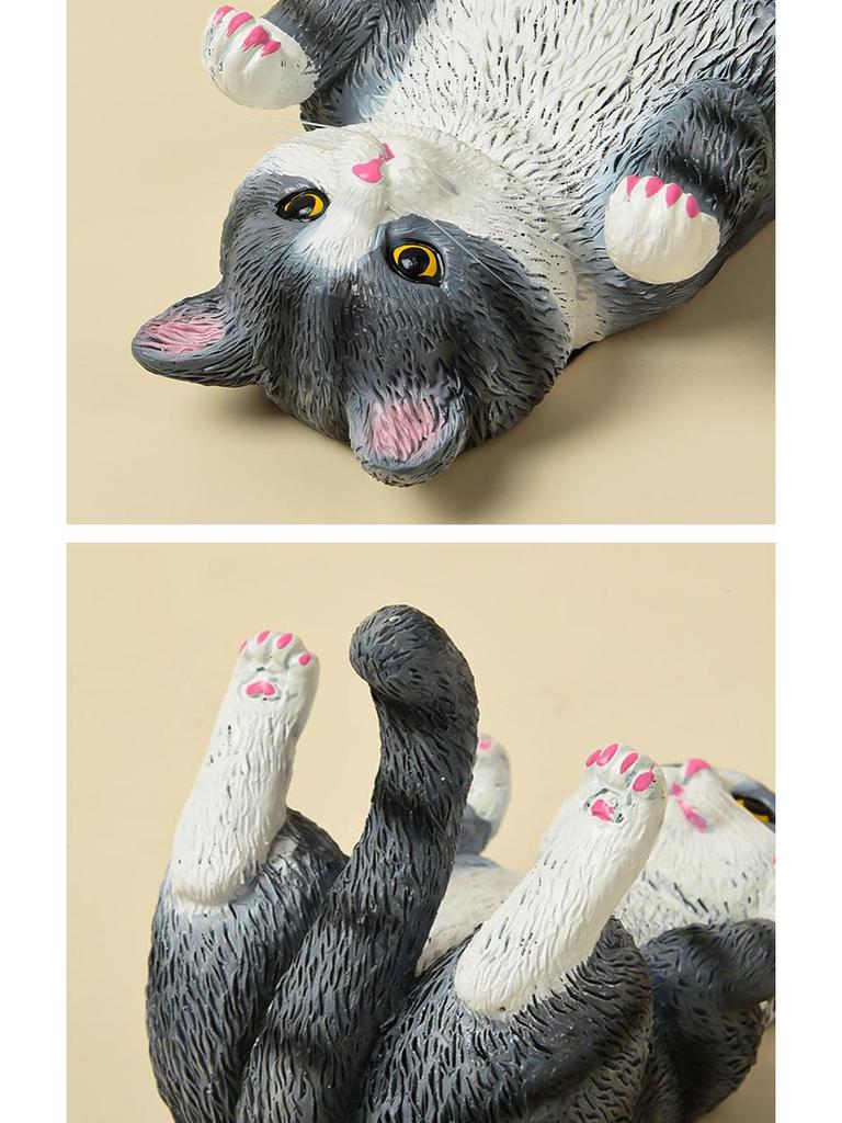 Resin Adorable Tabby Orange Cat Phone Holder Ornament