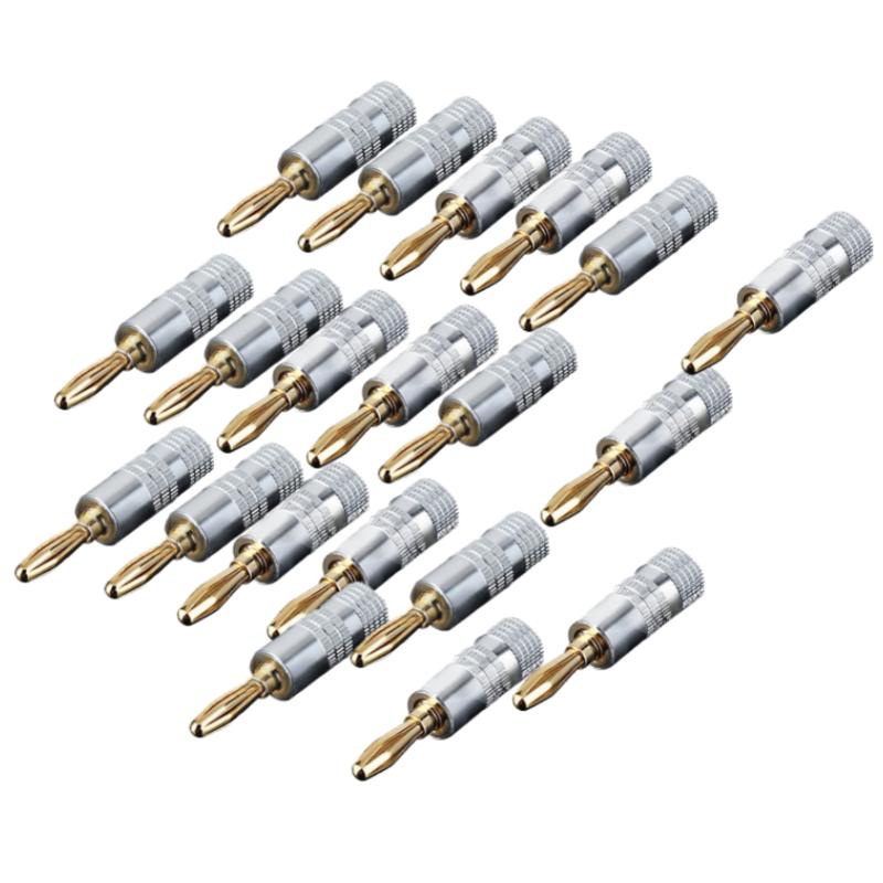 2/4/8/10/20/40pcs Banana Connector 4mm Speaker Banana Plugs 24K Copper Gold Plated 4mm Banana Jack Match with 4mm Binding Post