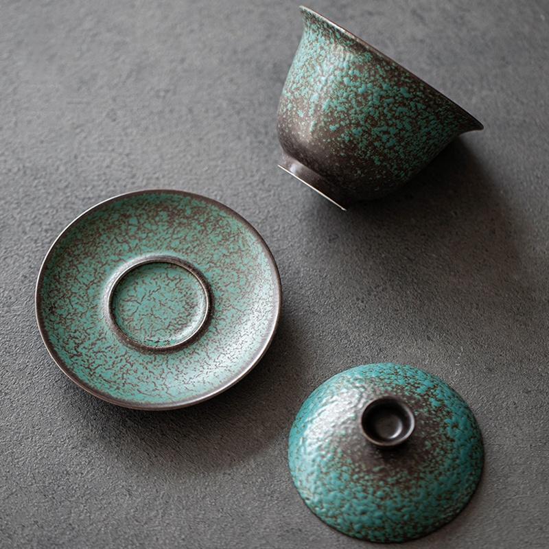 150ml ceramiczna miska z pokrywką, zabytkowa miska do herbaty