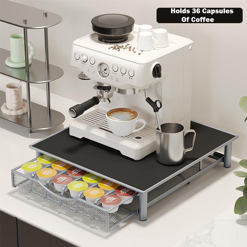 Kapsel Kaffee Lagerung Rack Pull-Out Organizer Kaffeemaschine Rack mit Schublade Teebeutel Lagerung Box Küche Organizer Regale