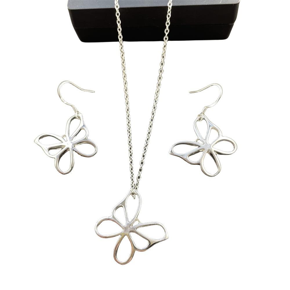 Accessories Empty Butterfly Necklace Earrings Set T136