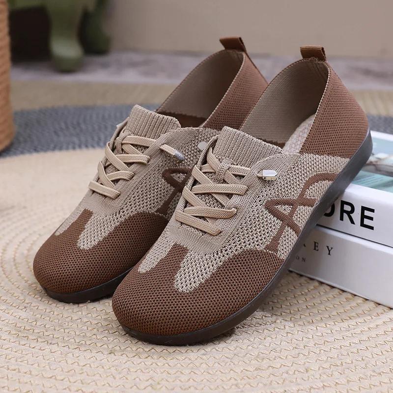 

2025 Spring/Summer New RetroMom ShoesFashionable Soft Soled LightweightFlat Shoes BreathableMulti Functional SportsWomen s Shoes 35