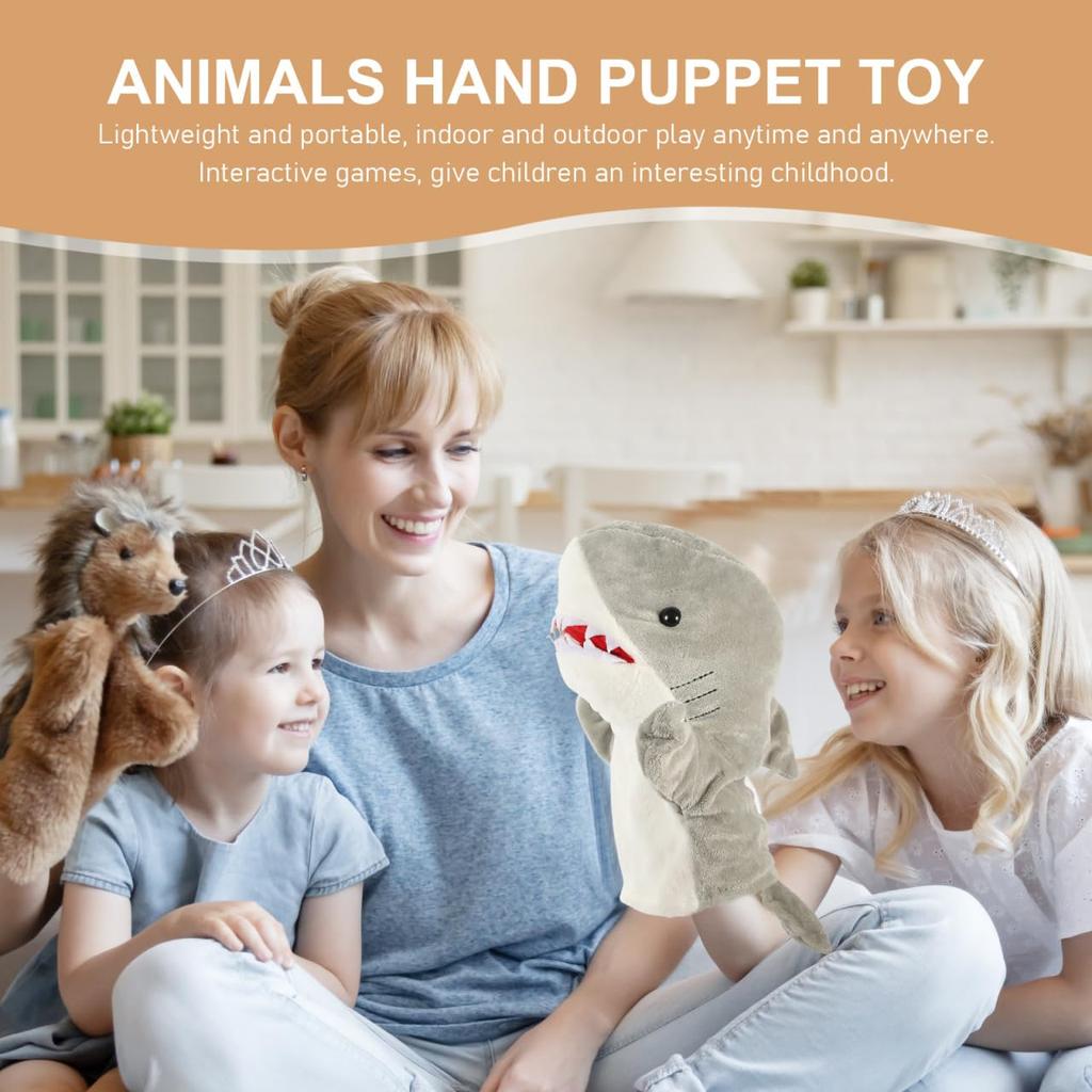 HOLIDYOYO Hand Puppets, Shark Puppets with Moving Mouth, Plush Animal Toys for Ventriloquism, Early Education, and Parent-Child Interaction, Set of 2