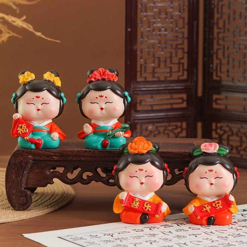 Art Craft Car Cute Doll Ornament Decorative Tang Dynasty Woman Figurine  Bookshelf