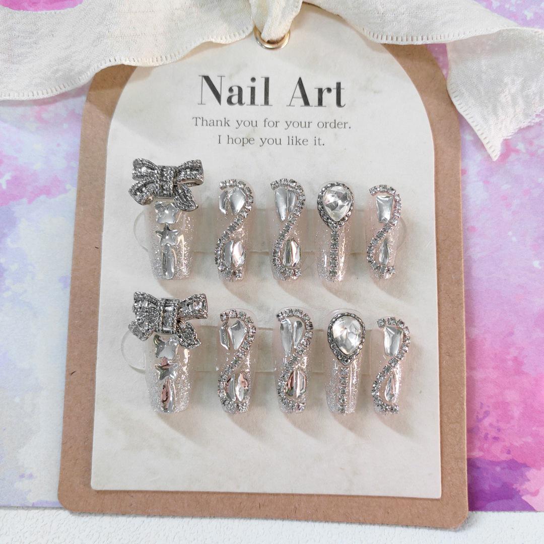 

S13-10 штук Ручная работа Алмазные флеш-наклейки для ногтей с дизайном банта и драгоценного камня Extra Small