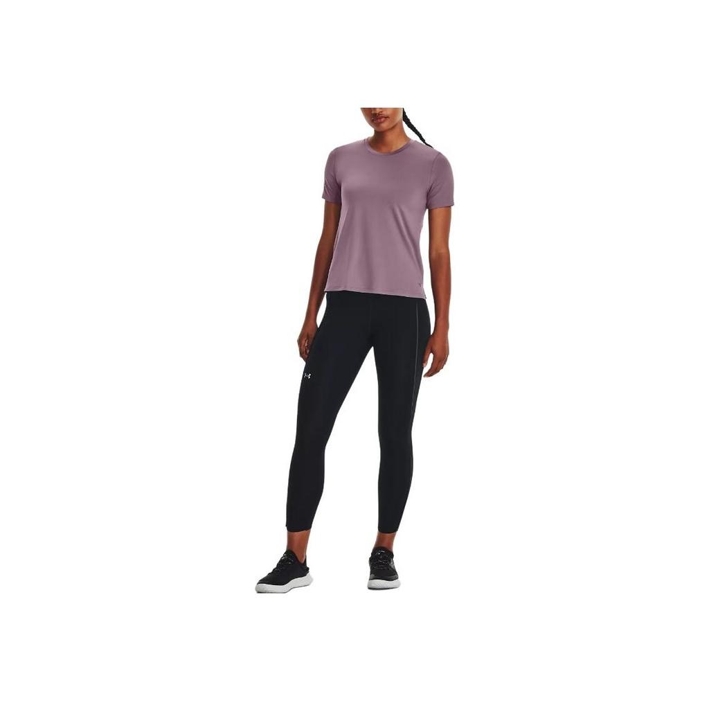 Under Armour Rush Solid Color Round Neck Short Sleeve T-Shirt Women tops Mist-Purple 1379043-500