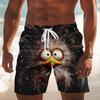 Pantaloncini da Spiaggia Divertenti con Stampa Grafica Cartoon di Anatra e Gatto, Asciugatura Rapida, Coulisse, Vita Elastica, Pantaloncini Sportivi