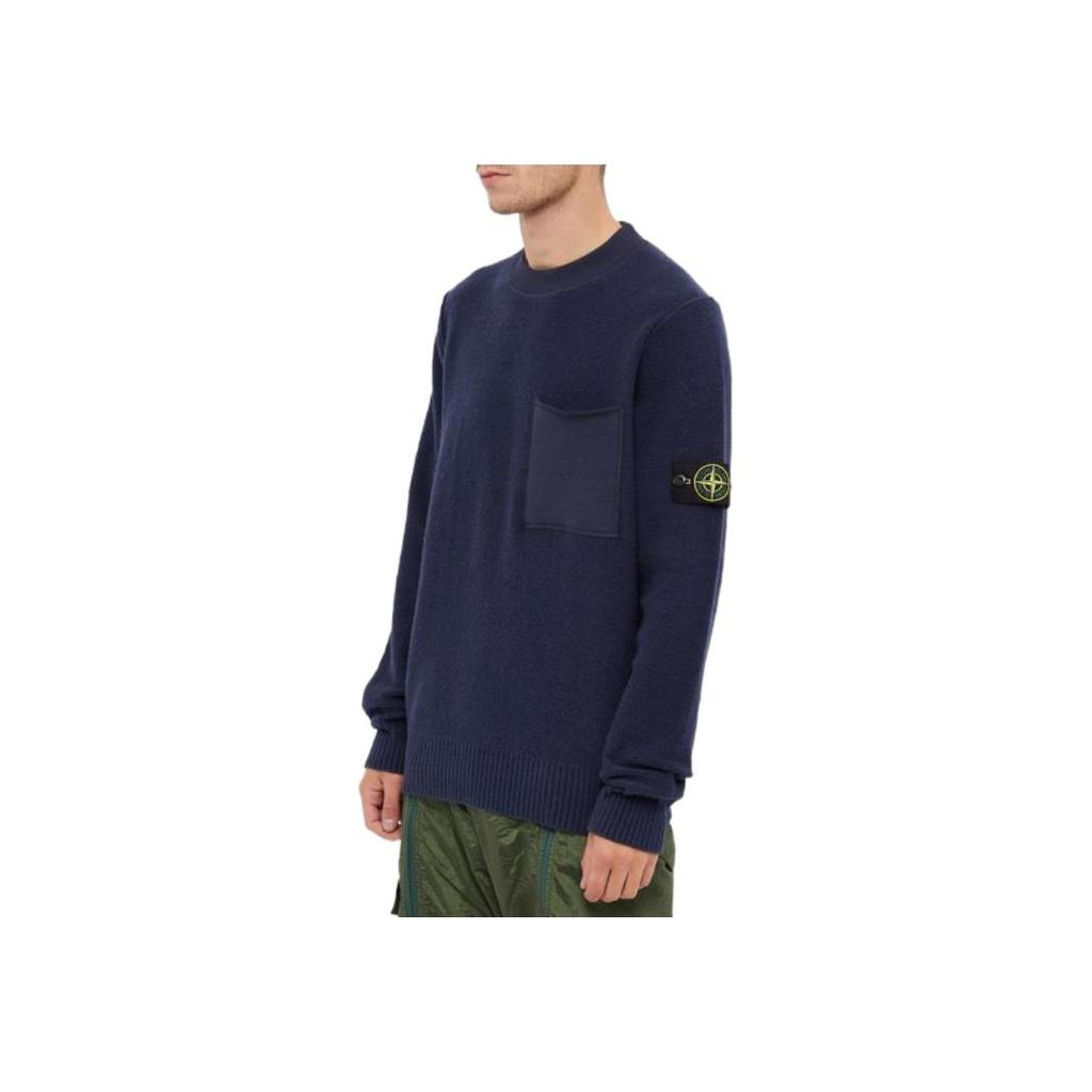 STONE ISLAND Fw22 Solid Color Crew Neck Pullover Long Sleeve Sweatshirt Men Sweatshirt Dark-Blue 7715523D2-V0020