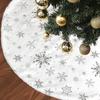 Plush Christmas Tree Skirt with Snowflake & Star Design for Indoor/Outdoor Decor
