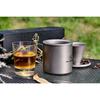 A.S.F. OUTDOOR Titanium Double-Wall Mug Set - CHAHI - 500ml with Lid, Coffee Dripper, Tea Strainer, Stackable, Silver, 9cm x 9.45cm