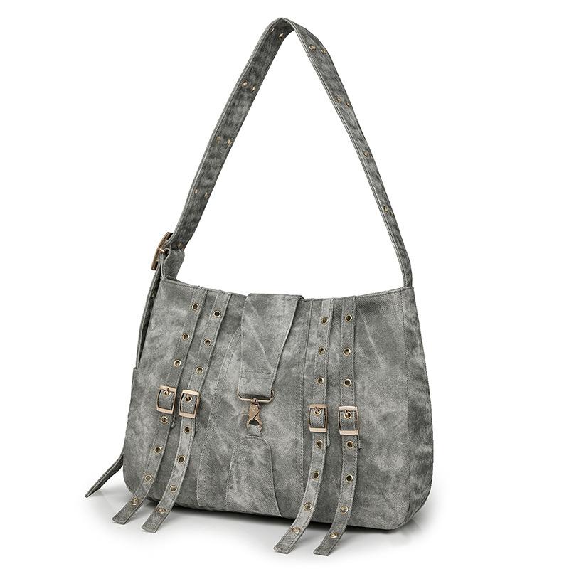 

Сумка-локомотив Niche из денима, сумка для поездок на работу, сумка для иностранных туристов, дизайнерская сумка с кисточками и плечевой сумкой через подмышку, синяя джинсовая женская сумка серый