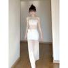 Resort Beach Dress Temperament Hip Length Skirt White Mesh Bandeau Dress Women's Summer