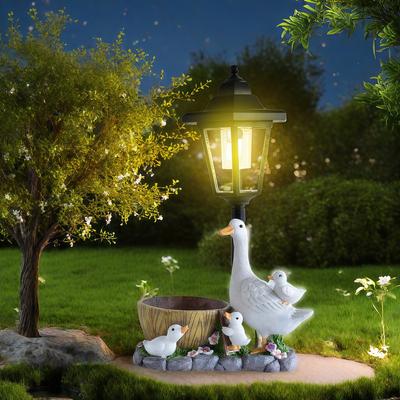 Solar-Enten-Nachtlicht Garten Hof Skulptur Tier Harz Handwerk Dekorative Außenbeleuchtung Gartendekorationen